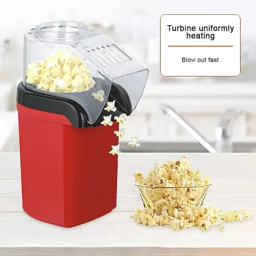Close view of the Popcorn Maker transparent chute and popped corn